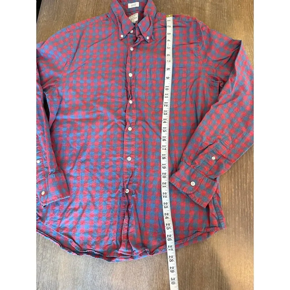 J. CREW Secret Wash Cotton Check Classic Button Down Casual Shirt Top M J Crew